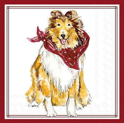 Maroon Collie Hometown Cocktail Napkin