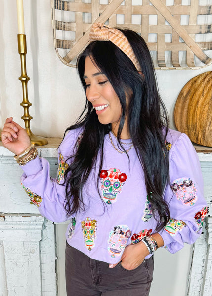 Lavender Sugar Skull Sweatshirt