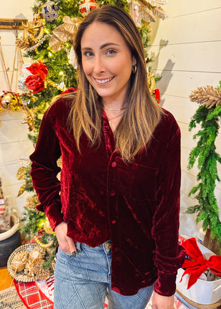Galina Velvet Shirt in Beaujolais