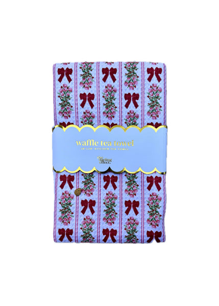 Holiday Waffle Tea Towel in Holiday Bow