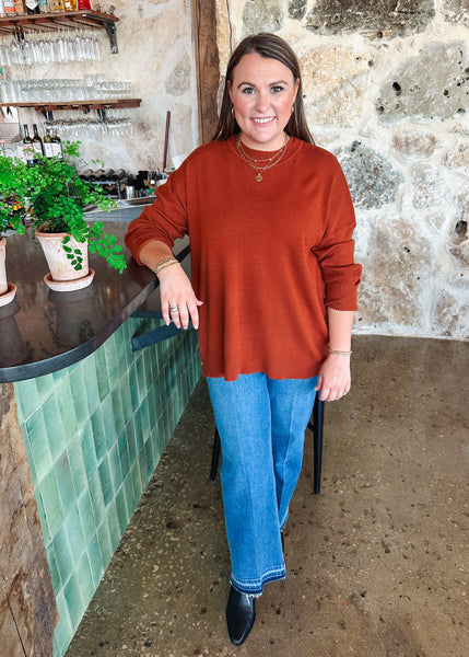Noralee Button Sweater in Rust