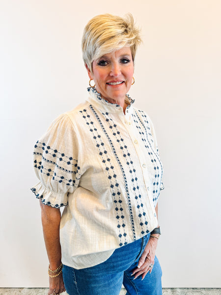 Rows of Embroidery Top