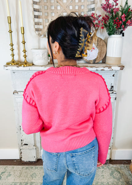 Top Stitch Knit Top in Pink