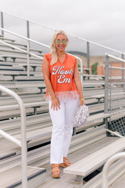 Hook ‘Em Feather bottom Tank Sweater