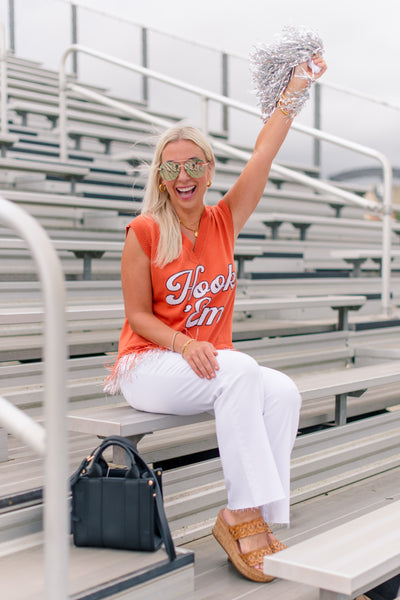 Hook ‘Em Feather bottom Tank Sweater