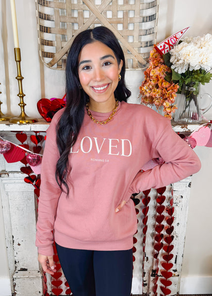 Loved Romans 5:8 Graphic Sweatshirt