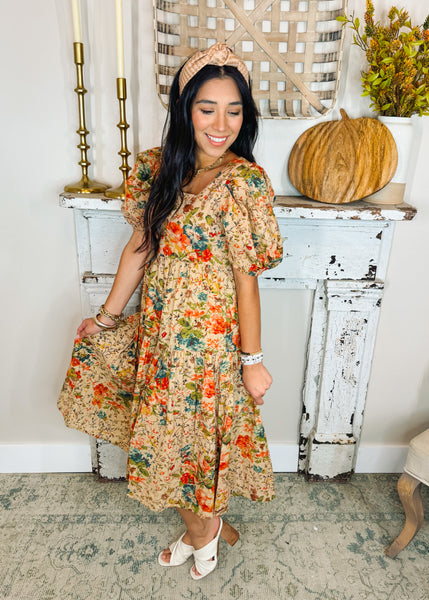 Floral Eyelet Midi Dress