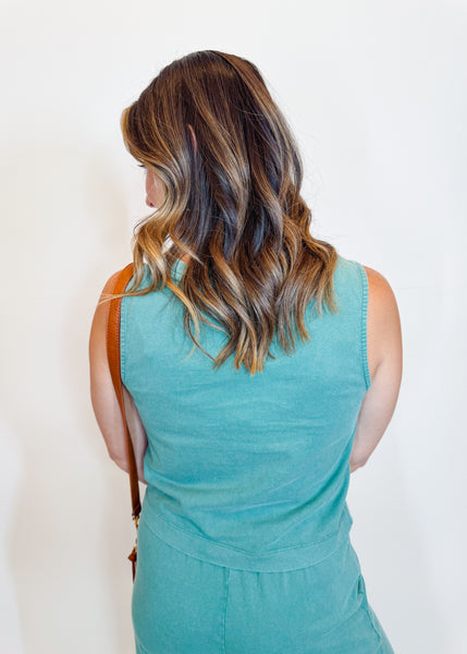 Sloane V-Neck Top in Hunter Green