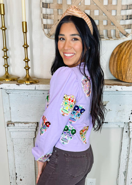 Lavender Sugar Skull Sweatshirt