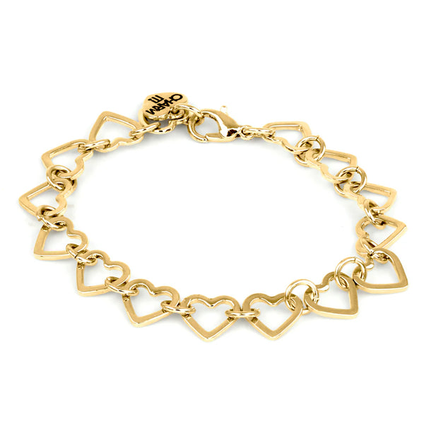 Heart Chain Charm Bracelet (Silver or Gold)