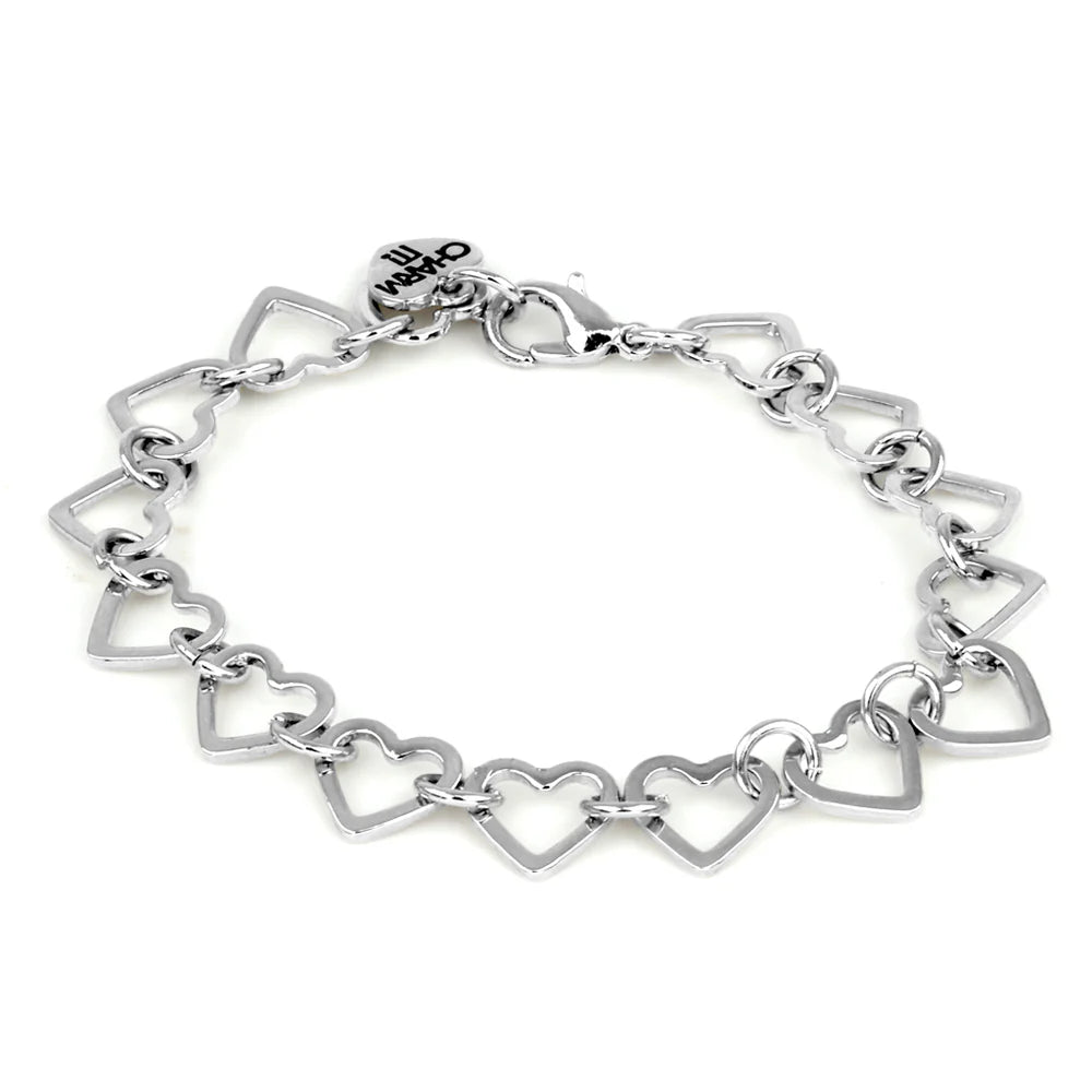 Heart Chain Charm Bracelet (Silver or Gold)