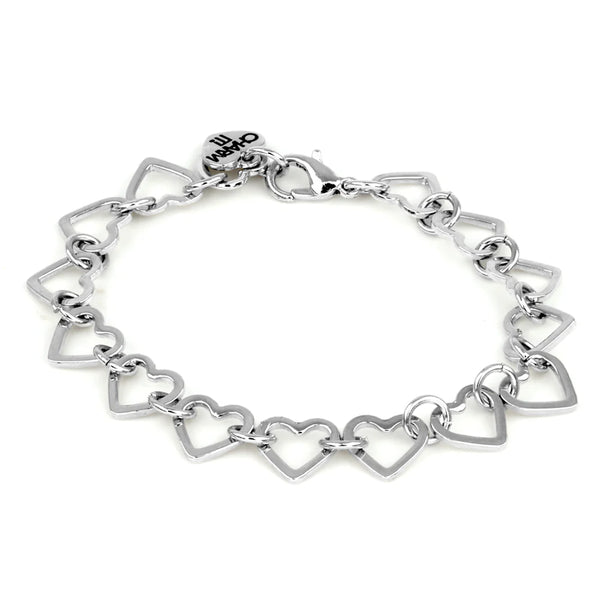 Heart Chain Charm Bracelet (Silver or Gold)