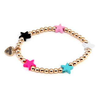 Gold Multi Star Stretch Bead Bracelet