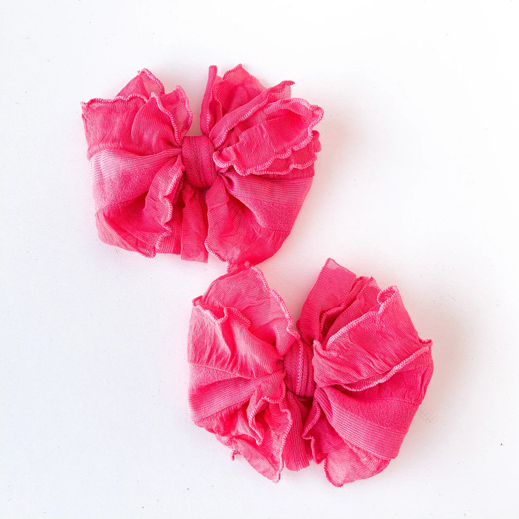 Candy Pink Ruffle Clip Set