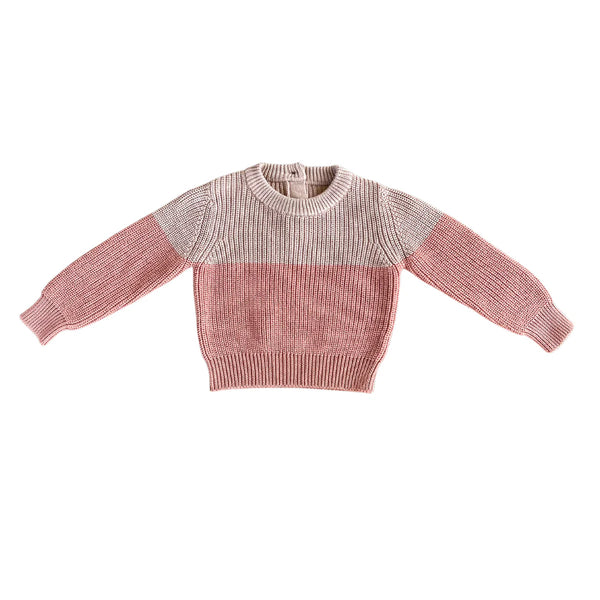 Girls Rose Tan Colorblock Knit Sweater