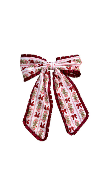 Fancy Frills Hair Bow in Oh So Merry
