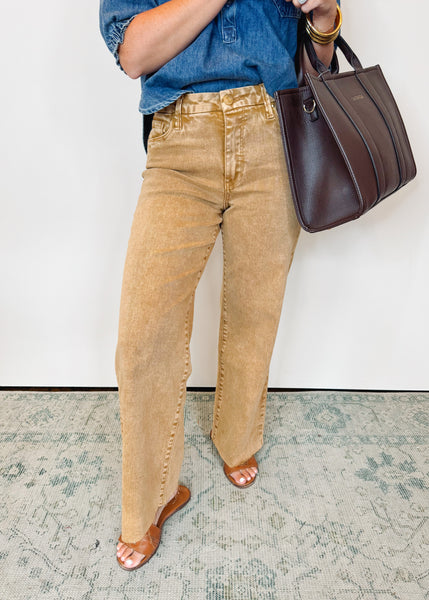 Meg High Rise Fab Ab Wide Leg - Chestnut