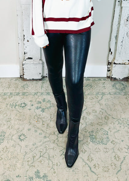 Faux Leather Leggings in Black