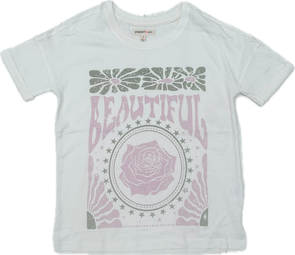 Girls Beautiful Rose Floral Tween Graphic Tee