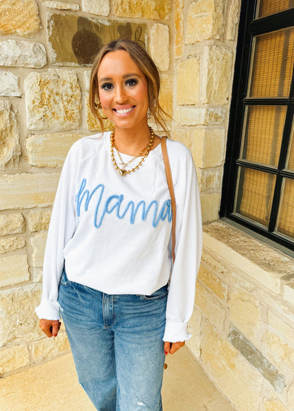 Mama Sparkle Sweatshirt in Blue & Pink