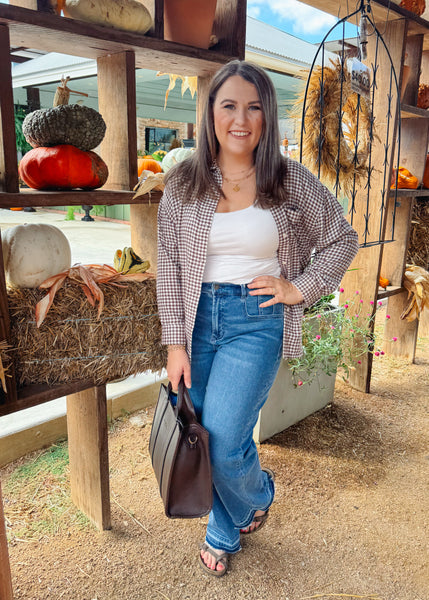 River Plaid Button Up Top