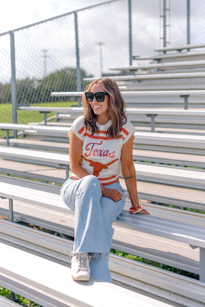 Burnt Orange & White Texas Longhorns Striped Top