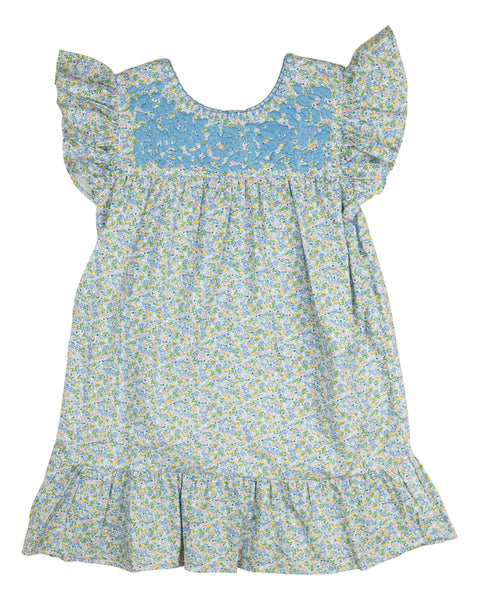 Sky Blue Floral Fiesta Dress