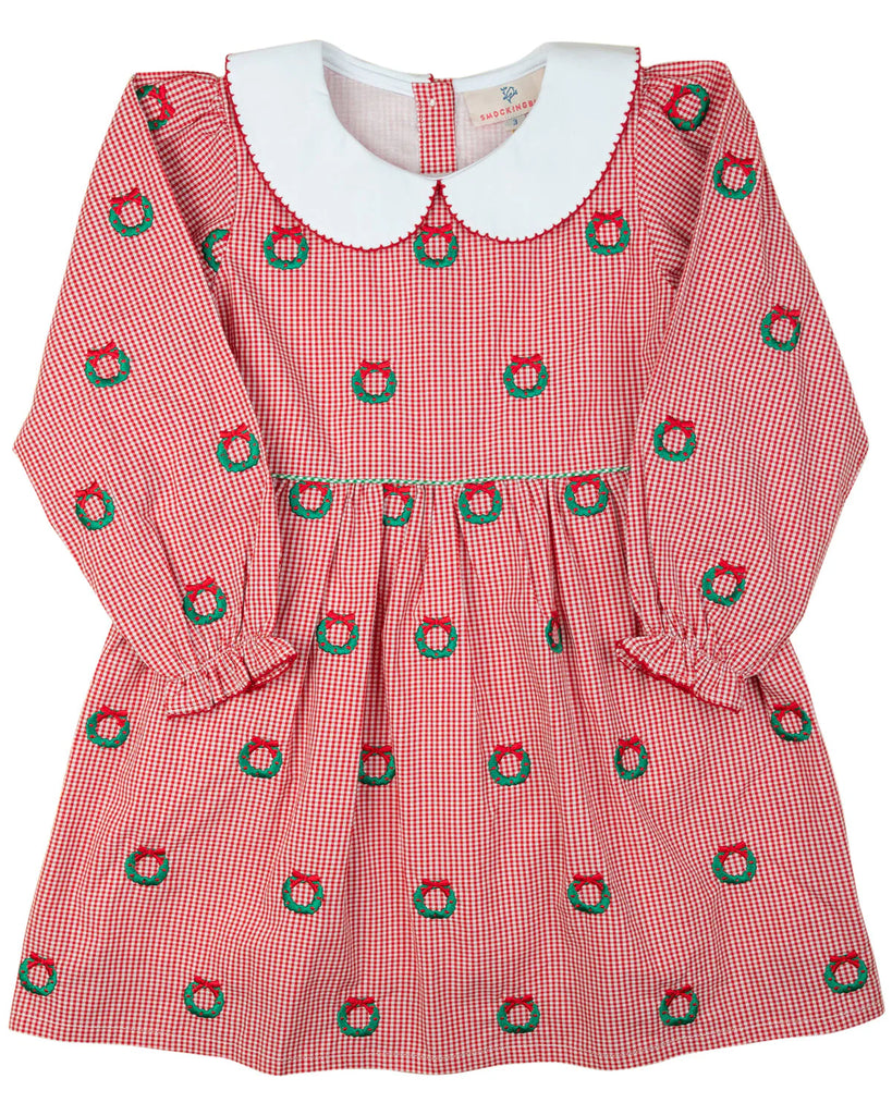Christmas Wreath Embroidered Dress