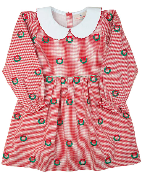 Christmas Wreath Embroidered Dress