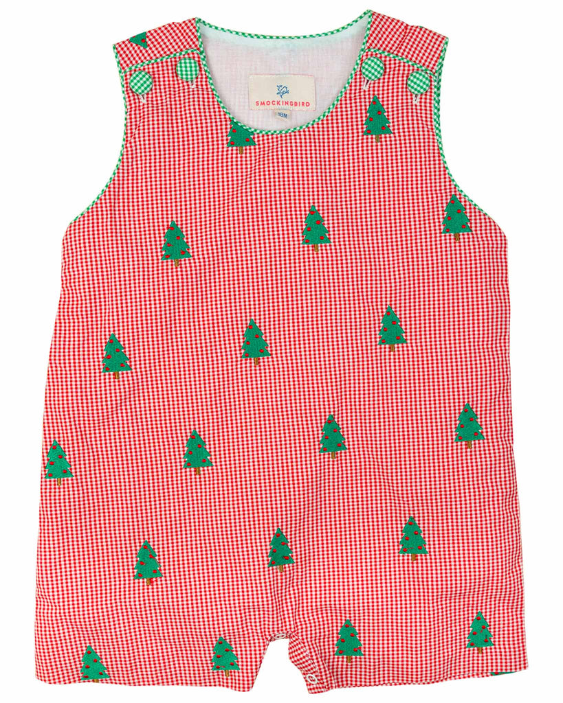 Christmas Tree Embroidered Shortall