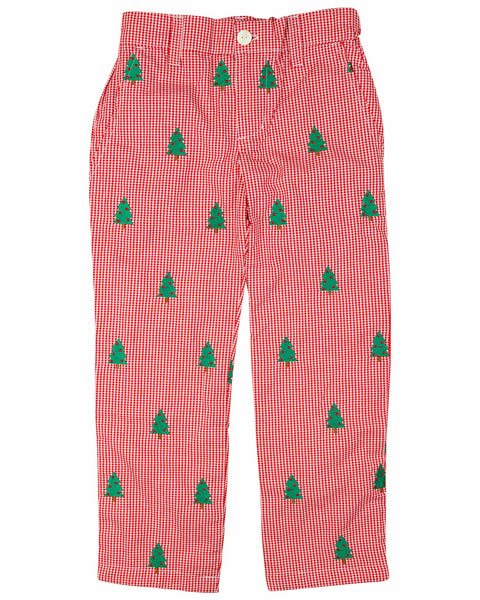Christmas Tree Embroidered Pants