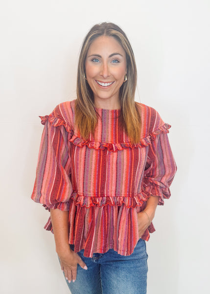 Kaida Multi Striped Tier Top