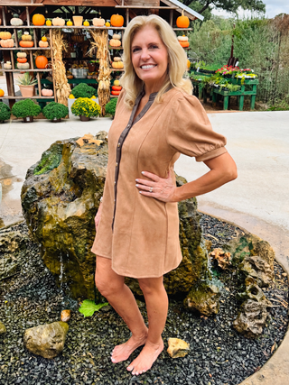 Suede Gold Button Dress