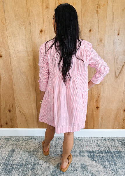 Amanda Dress in Pink Stripe