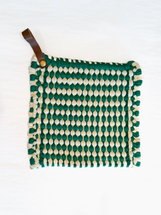 Crocheted Pot Holder with Leather Loops (Assorted Styles)