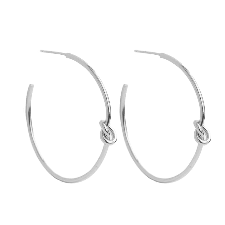 Silver Knot Accent Hoops