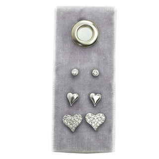 Heart Velvet Stud Gift Set- Silver