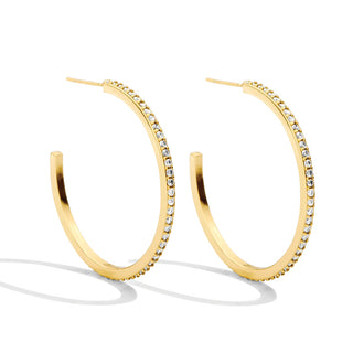 Large Pave Hoops in Gold or Silver