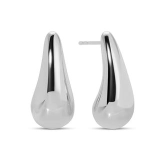 Gold Narrow Teardrop Stud Earrings