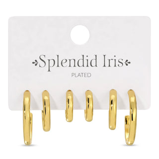 Carded Set of 3 Textured Graduating Hoop Earrings