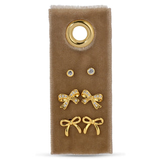 Bow Velvet Stud Set