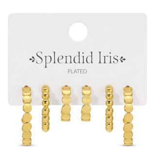 Carded Set of 3 CZ Accented Huggie Earrings