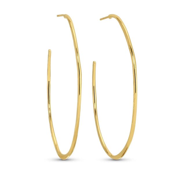 Large Textured Thin Hoop Earrings in Gold