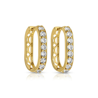 Oblong Large Huggies with Round CZ