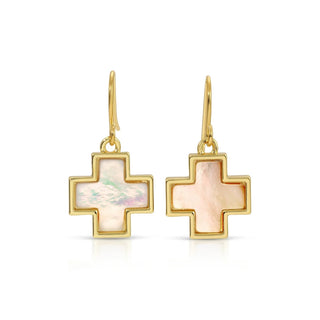 Shell Filled Balanced Cross Dangle Earrings