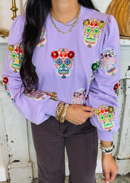 Lavender Sugar Skull Sweatshirt