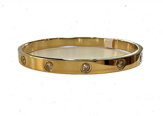 Gold Cubic Zirconia Hinged Bangle