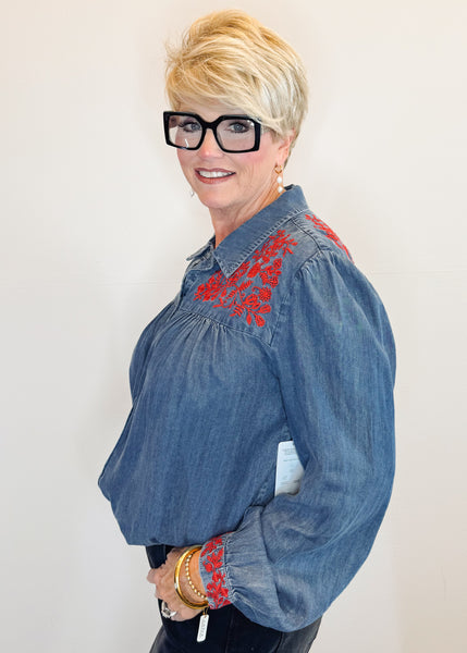 Nasrin Top in Independence Blue