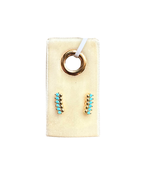 Delicate Dots & Light Blue CZ Stud Earrings on Velvet Tag