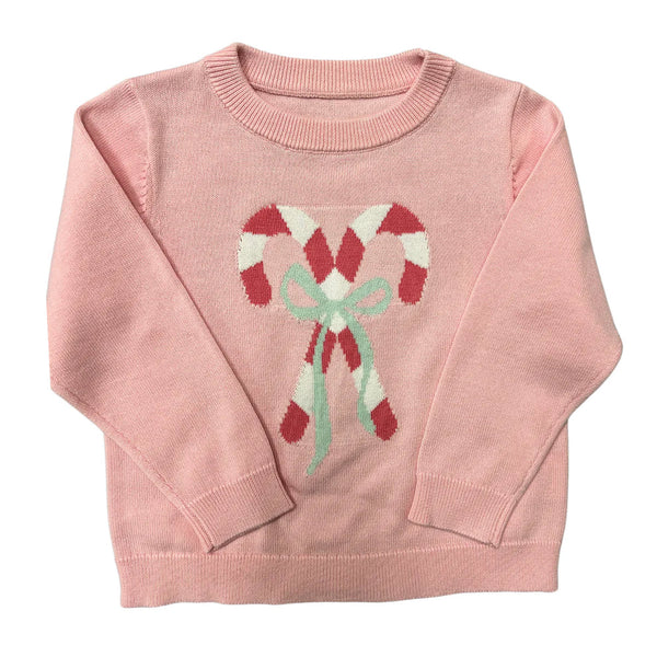 Pink Candy Cane with Sage Bow Sweater